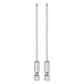 HARFINGTON 2pcs Ball End Hex Screwdriver Bit Set 1.5mm (H1.5) Size 1/4" Hex Shank 100mm (4") Long Magnetic Ball Head Bits S2 Steel Metric Screw Driver Bit