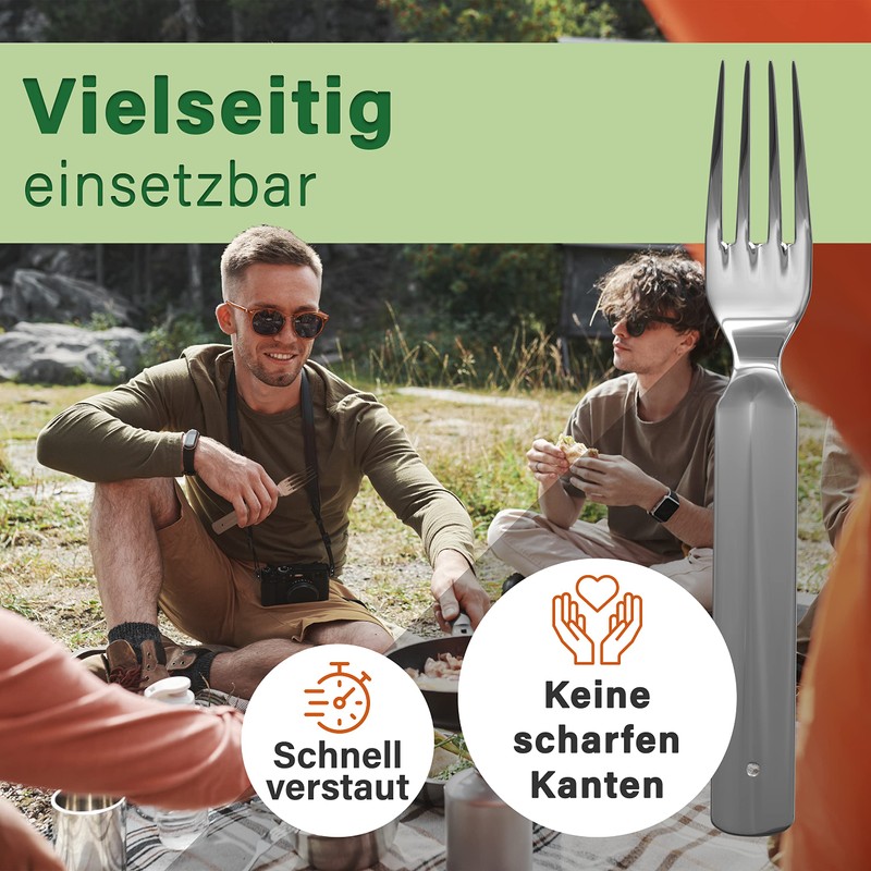 Classic German Army Stainless Steel Cutlery Set 4-Piece Camping Cutlery