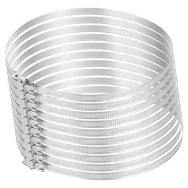 sourcing map 7 Inch 304 Stainless Steel Duct Clamps, 10 Pcs Adjustable Hose Clamps with Worm Gear Pipe Clamp Air Duct Clamp for Flexible Ducting Heating Cooling Exhaust Ventilation