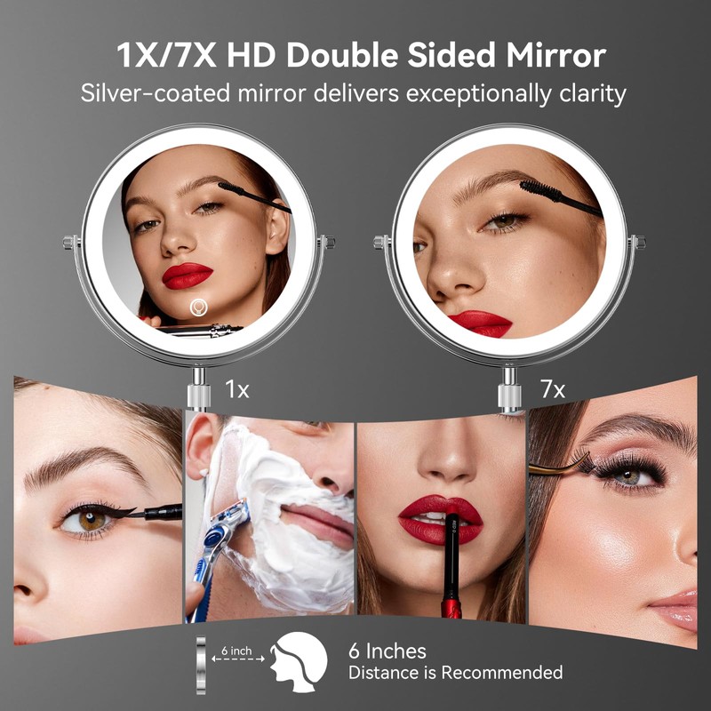 Nicesail LED 7X Make up Mirror of 8 Inch, 4000