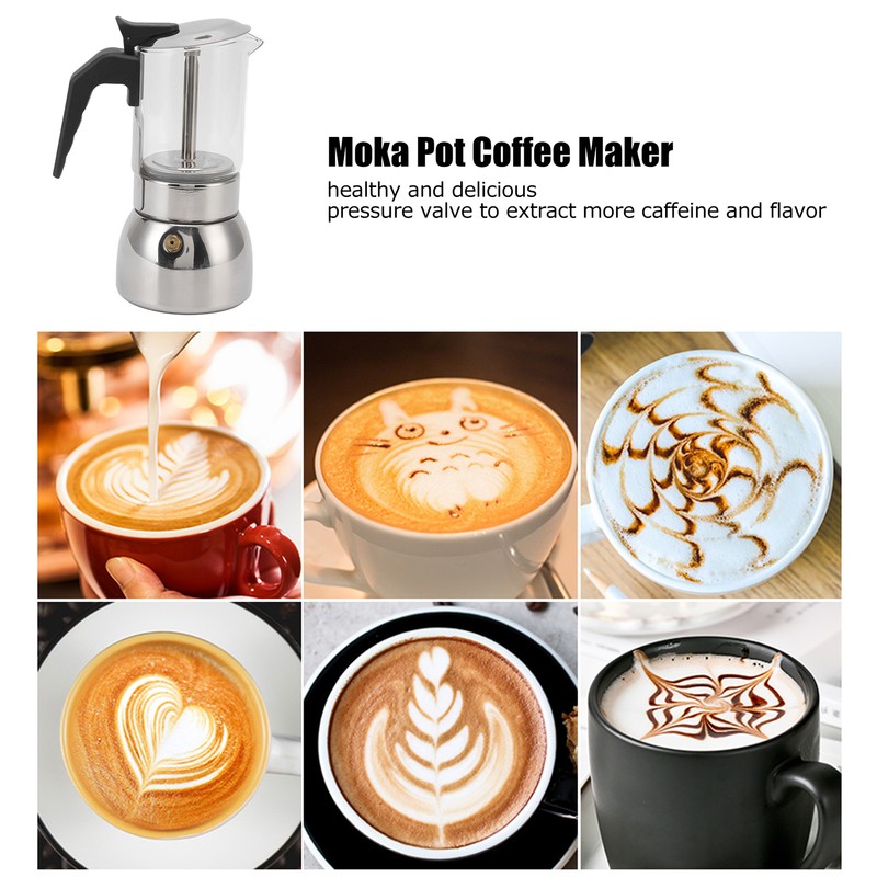 Glass Moka Pot Stainless Steel Heat Resistant Portable Classic Italian