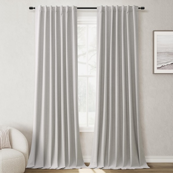 Room Darkening Curtains Grayish White Black Out Curtains 96 Inches