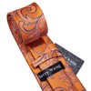 Barry.Wang Fashion Silk Tie Set Handkerchief Cufflink Orange Paisley Christmas