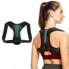 XFSRG Rücken Geradehalter Haltung Korrektur Back Posture Corrector Rückenstützgürtel für Nacken Lendenwirbelstütze Rücken Schulter Verbesserung der Körperhaltung Schmerzlinderung(Schwarz GrüN,M)