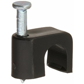 Gardner Bender PCS-1600T Masonry Coaxial Staple, ¼ Inch., Clip-on, Secures RG-6 / RG-6Q / RG-59, Polyethylene - UV Resistant, Splinter Free, 25 Pk., Black