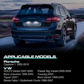 OZ-LAMPE LED Number Plate Light for Cayenne 1 VW GOLF5 Variant Pass-at 3bg Tiguan Touareg Bora Skoda Fabia 1 Stufenheck Combi, 2835 SMD with CAN-bus Error Free, Waterproof Rear Lamps, 2PCS