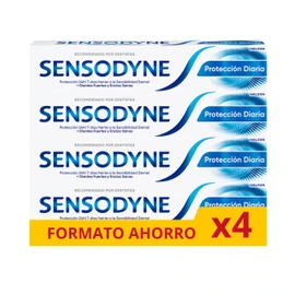 Sensodyne Täglicher Schutz für Zahnpasta, Entlastung für empfindliche Zähne, langanhaltender Schutz vor Zahnempfindlichkeit, 4 x 75 ml
