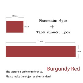 PIGCHCY Elegant Placemats with Matching Table Runner,Washable Durable Placemats Crosswoven Vinyl Table mats Sets(6pcs Placemats+1pcs Table Runner,Same Style,Burgundy Red)