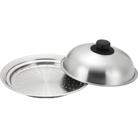 Yoshikawa SJ3206 Steaming Plate 7.9 - 8.7 inches (20 - 22 cm) (With Lid), Stainless Steel, Delicious Vegetables, Gift Wrapping Specifications