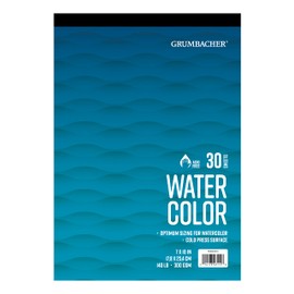 Grumbacher 7" x 10" Cold Press Watercolor Paper Pad, 140 lb. / 300 GSM, Tape-Bound, 30 Sheets/Pad, 1 Each