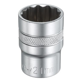 sourcing map 1/2" Drive by 21mm 12-Point Shallow Socket 38mm Length Metric Spline Socket