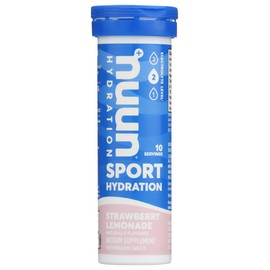 Nuun Hydration Pastillas de bebida electrolítica de limonada de fresa (2 tubos de 10 pastillas)                                                       
