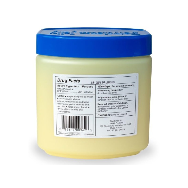 CareAll Petroleum Jelly 13 Oz Jar., Unscented, 100% Pure White