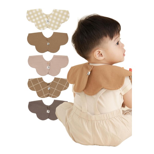Konny Baby Bib 5-Piece Set, Reversible 360° Rolling Bib, Absorbent,