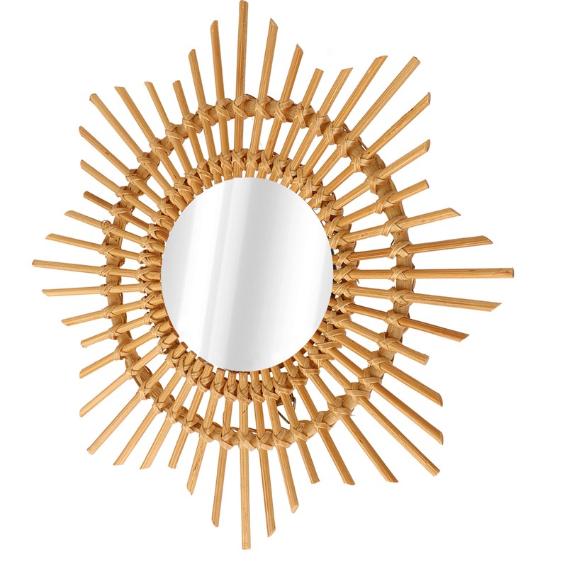 Wall Decor Rattan Mirror Star Shape Unique Simple Handwoven Mirror