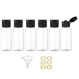 Apstaqeoo 6 Pack 50ml Plastic Travel Bottles with Flip Top Empty Squeeze Bottles, Refillable Travel Container with 1 Funnel and 6 Labels, TSA Approved for Liquids, Lotion