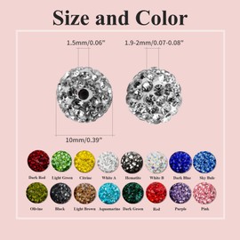 10mm Clay Rhinestone Beads for Crafts, 100 Pcs Sparkle Crystal Beads for Jewelry Making, Shiny Round Shamballa Disco Ball Beads for DIY Bracelet Necklace Earrings Decoration (Pink)