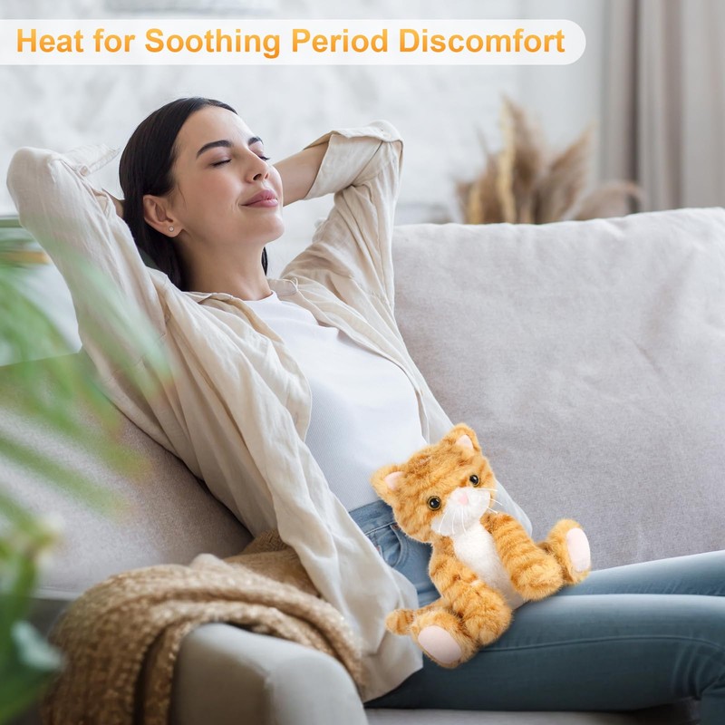 SuzziPals Heatable & Coolable Orange Cat Stuffed Animal, Cat Heating