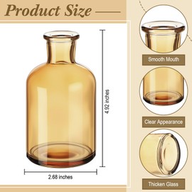 Lallisa 30 Pcs 4 Inches Small Glass Bud Vases Bulk Mini Flower Vases for Centerpieces Decorative Glass Bottles Vintage Rustic Decoration for Wedding Dining Table Home Decor (Amber)