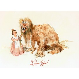 PIXILUV I LOVE YOU Greeting card ~ With Love Vintage Funny Adult Catroon ~ Taking Care of the Beast