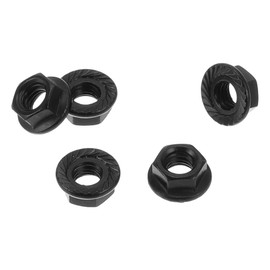 HOPESPANNER 5 Pcs M5 Car Flange Nuts Carbon Steel Flat Hex Lock Flange Nuts Non-Slip Lock Flange Black for Car Motorcycle