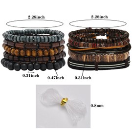NEWITIN 10 Pieces African Beaded Bracelets Adjustable Jamaica Bracelet Jewelry Multi Layer Ethnic Tribal Braided Bracelet Leather Bracelets for Men Women