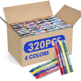 FUMILE Crayons 80 Sets of 4 Colors (320 Count), Crayon Bulk Individual Packs, Non-Toxic Mini Crayons for Kids Party Favors, Restaurants, School Supplies, Travel and More Events