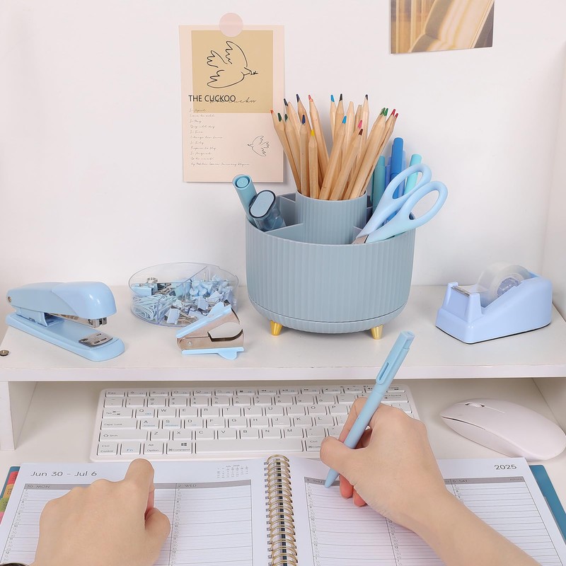 SKYDUE Desk Organizers and Accessories 10Pcs, 360-Degree Rotating Pen Holder,