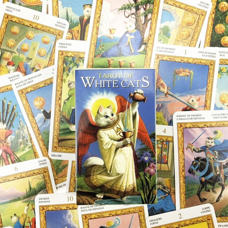 Formemory Tarot Cards Set of 78 White Cat Tarot Divination