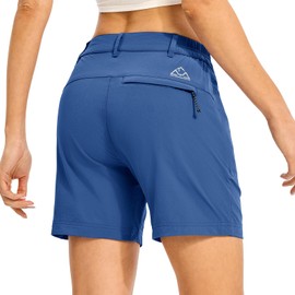 Women's Half Pants, Outdoor Wear, Shorts, Mountain Climbing, Sweat Absorbent, Quick Drying, Golf Wear, UV Protection, Zippered, Summer, 02 blue
