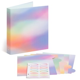 U Brands Eco-Conscious 1" Binder with 5 Tab Dividers and Labels, Soft Abstraction Print, Silver Metal O-Rings