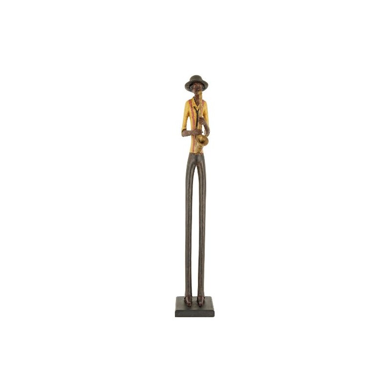 Resin Standing Jazz Band Saxophonist Brown Yellow Figurine Ornament 60cm