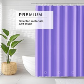 TIKABC Shower Curtain Liner, Purple PEVA 4G Lightweight Shower Liner, Plastic Waterproof Shower Curtains, 72x72 inch with 12 Grommet Holes 3 Large Magnetic Weights