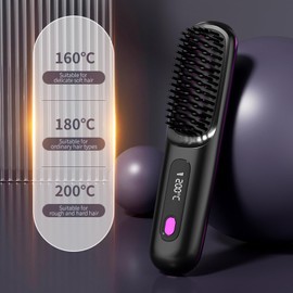 Wireless Hair Straightener Curling Brush Portable Hot Comb Negative Ion Straightening Airwrap Cordless Blow Dryer Lazy Crimper Touch-ups On-The-Go Styling 250°F to 410°F Rechargeable (White)