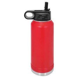 Polar Camel 32 oz Stainless Steel Water Bottle with Flip Top Lid and Straw (Red)
