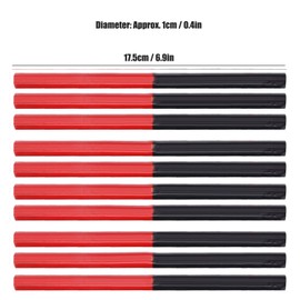 Pack of 10 building pencils, red and blue, 175 mm long, pencil refill pen, hexagonal carpenter's pencil, carpenter for wood, metal, leather and plastic