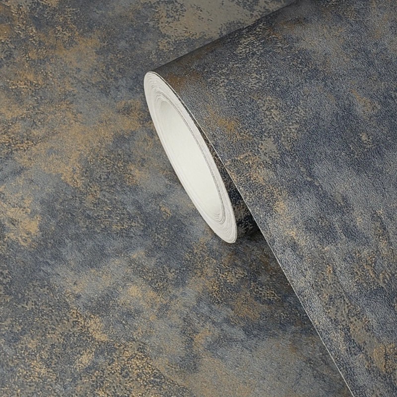WM Wallpaper rustic navy blue gray gold Plain Textured modern