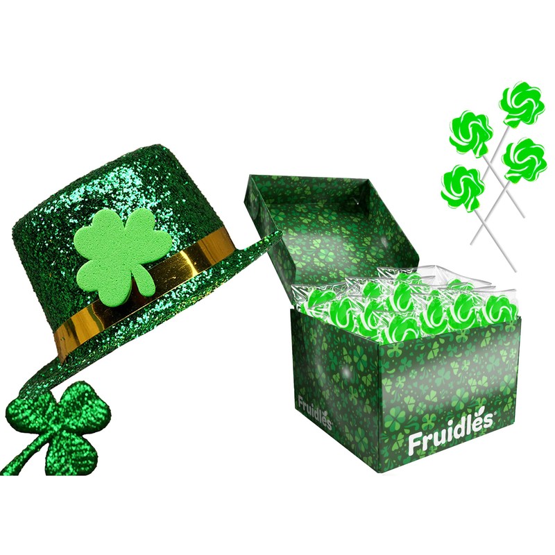 Fruidles St. Patrick's Shamrock Swirl Lollipop Green and White, Party