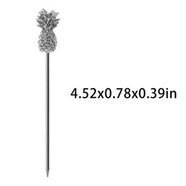 Cocktail Pick Martini Pick Stainless Steel Reusable Pineapple Tops (Silver)