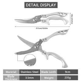 TNSLAND Stainless Steel Poultry Scissors Meat Scissors Kitchen Scissors Kitchen Scissors Kitchen Poultry Scissors Test Winner Kitchen Scissors for Cutting Duck, Chicken, Goose, Turkey or Turkey