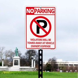 ANLEY No Parking Sign 14 X 10 In - 40 Mil Thick Rust-Free Weatherproof Aluminum - Easy Mounting - Violators Will Be Towed Away at Vehicle Owners Expense Metal Warning Sign Outdoor Use