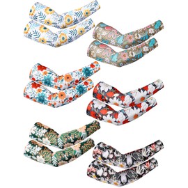 Fourluoo 6 Pairs Gardening Sleeves Farmers Gardening Sleeves for Women UV Sun Protection Arm Cooling Sleeves Thorn Proof Sleeves to Cover Arms for Women Men