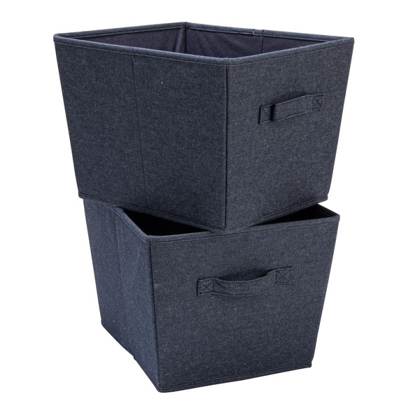 Household Essentials Tapered Fabric Hard-Sided Storage Bins with Cloth Handles,