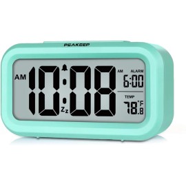 Peakeep Night Light Digital Alarm Clock Battery Operated with Indoor Temperature