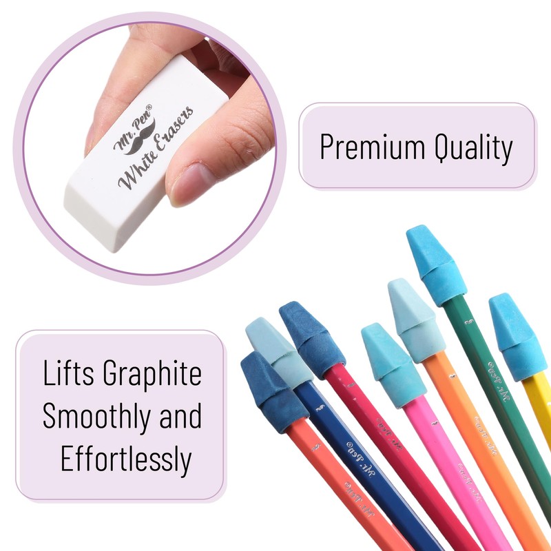 Mr. Pen- Pencil Erasers Set, 66 Pack, Colorful, Latex-Free, No