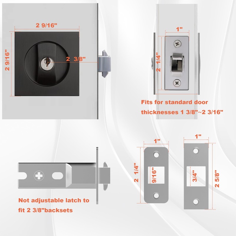 QINAIXQM Mortice Locks, Sliding Door Lock, Square Lock Cylinder, Pocket