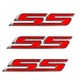 Aimoll 3pcs SS Emblems ABS Sticker 3D Logo Replacement for Impala Cobalt Camaro 2010 2011 2012 2013 2014 2015 2016 2017 (Chrome Red)
