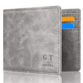 Gostwo Slim Rfid Wallet for Men Minimalist Leather ID Window Front Pocket Bifold Wallet Bussiness Card Holder Gift for Men