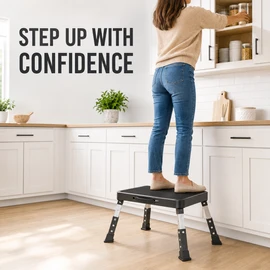Adjustable Folding Step Stool for Home & RV, 3 Height Settings, Non-Slip Platform & Carry Handle