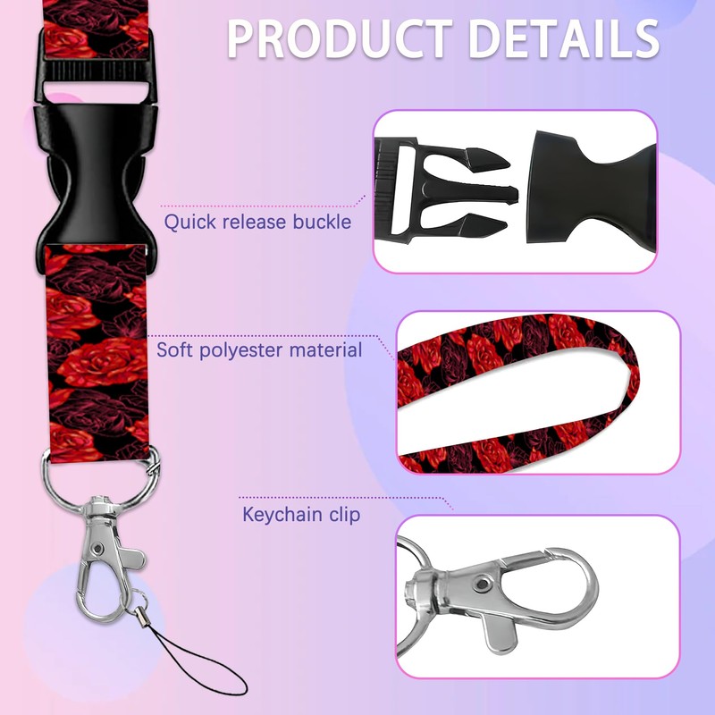 Rose Lanyards for Id Badges,ID Badge Holder and Retractable Reel